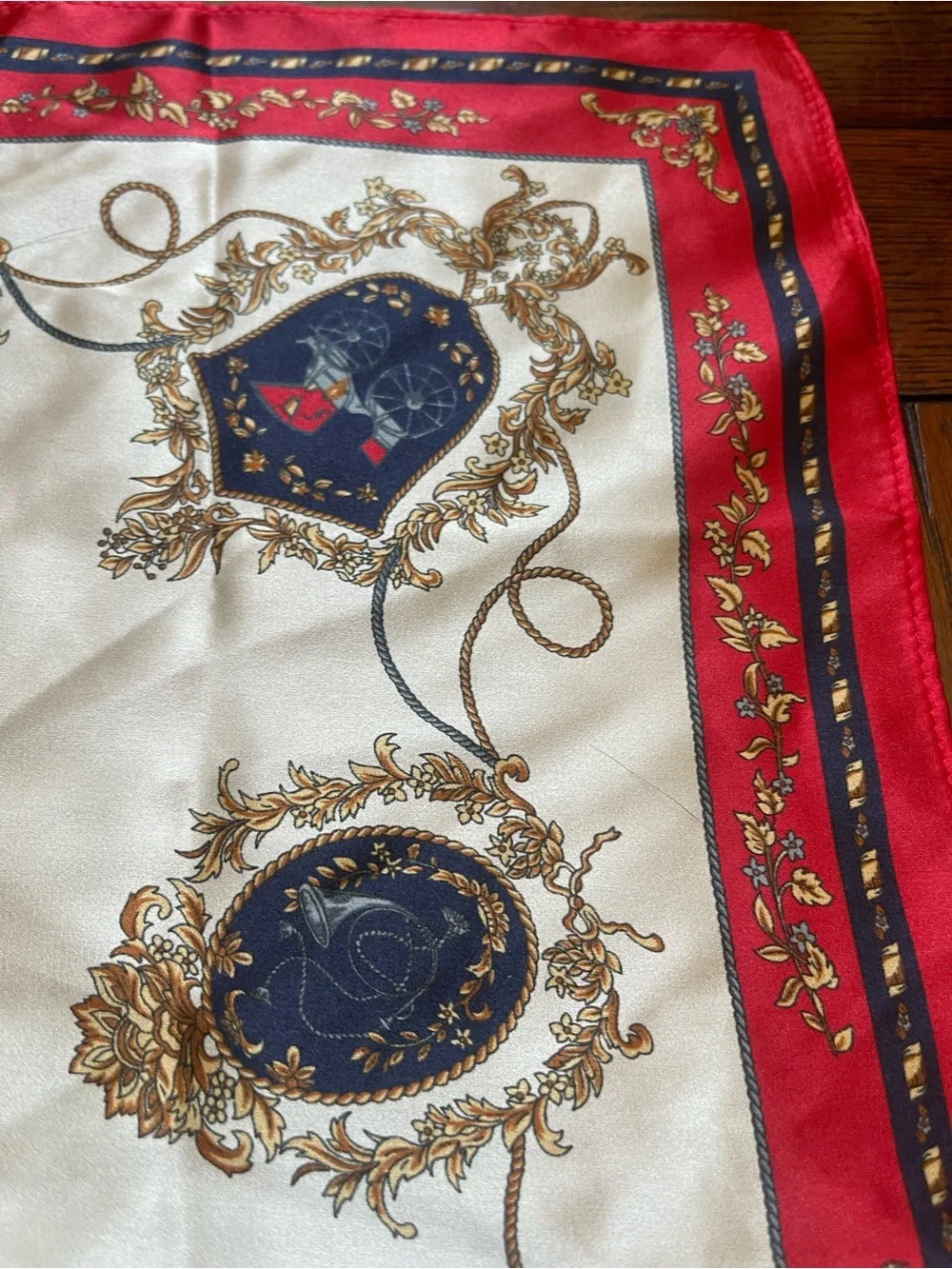 PoeticEHome 100% Mulberry Silk neck scarf  equestrian carriage
